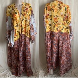 Free People Yellow Floral Kimono